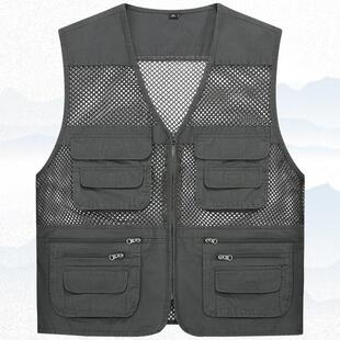 Foreign Trade Summer Vest Summer Wear Men's Thin Fishing Photography Vest Multi-Pocket Mesh Quick-Dry Breathable Vest