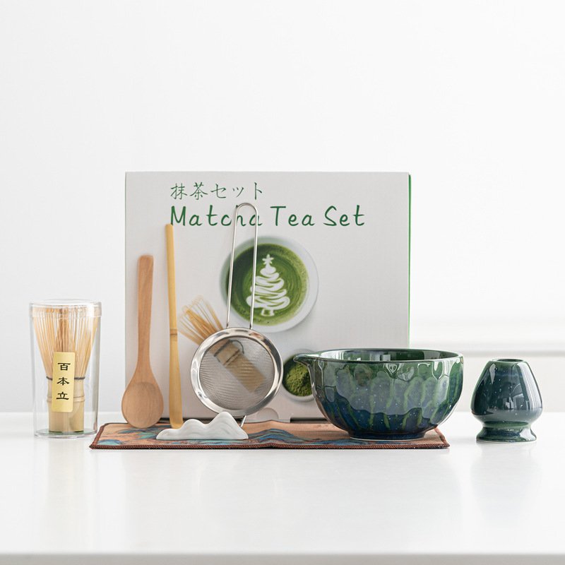 日式锤纹窑变陶瓷抹茶碗抹茶茶具工具八件套装茶筅百本立跨境专供|undefined