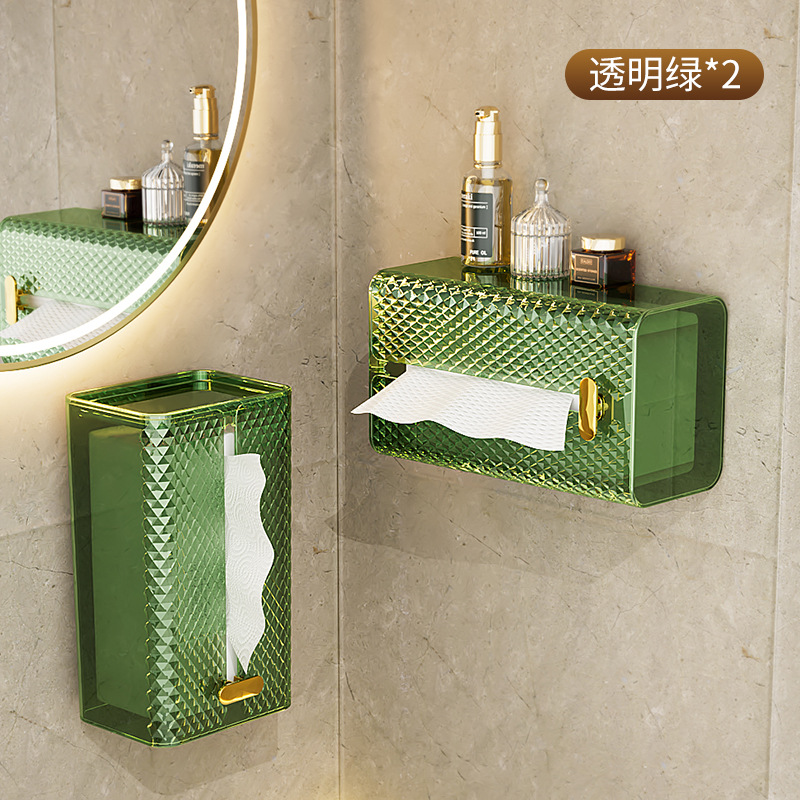 Tissue Box Wall-mounted Facial Tissue Wash Towel Storage Toilet Bathroom Kitchen Inverted Tissue Box Light Luxury Transparent