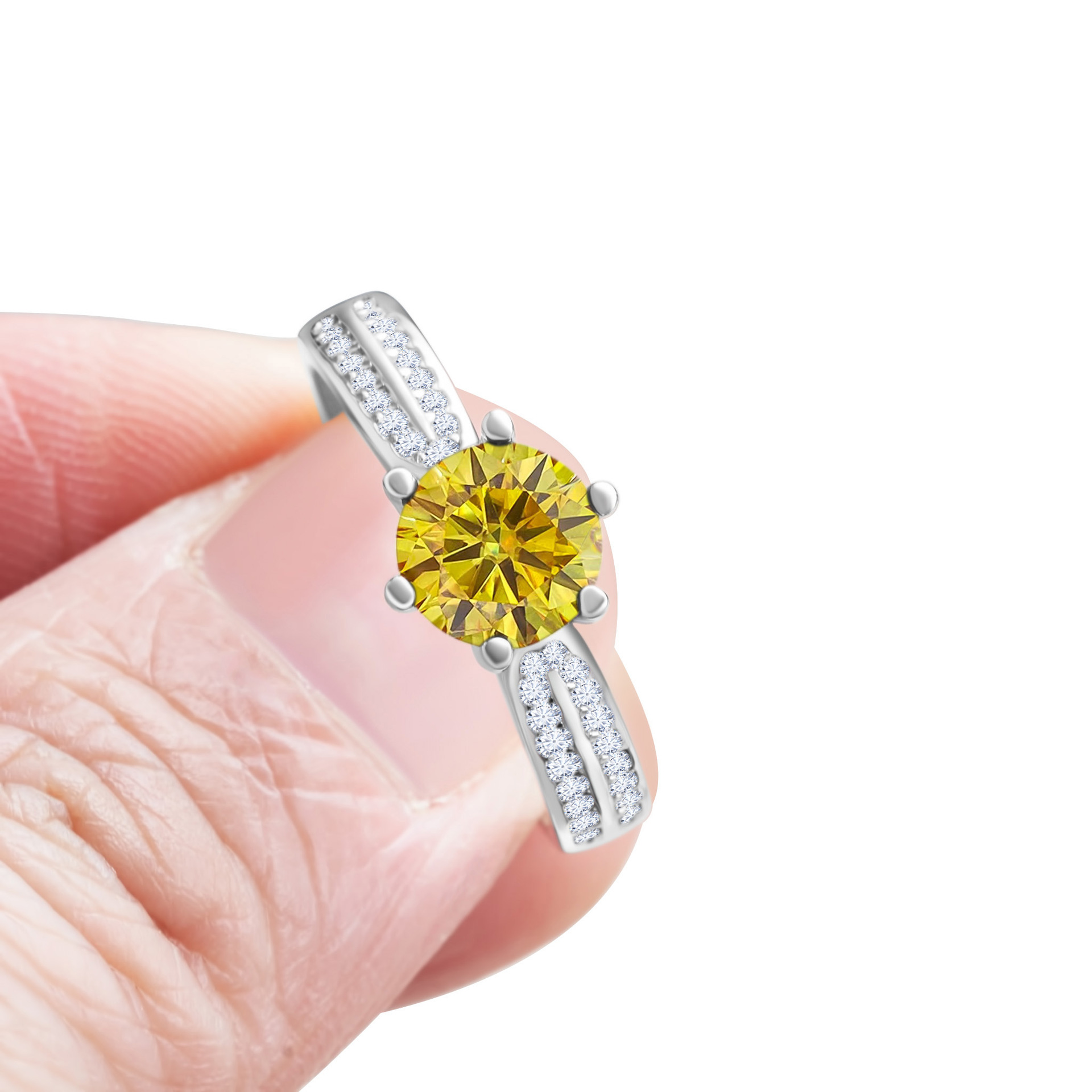 Anillo de piedra de moissan azul de matrimonio de plata esterlina de seis garras de diamante de moissan joyería de mujer joyería de la reina de las estrellas