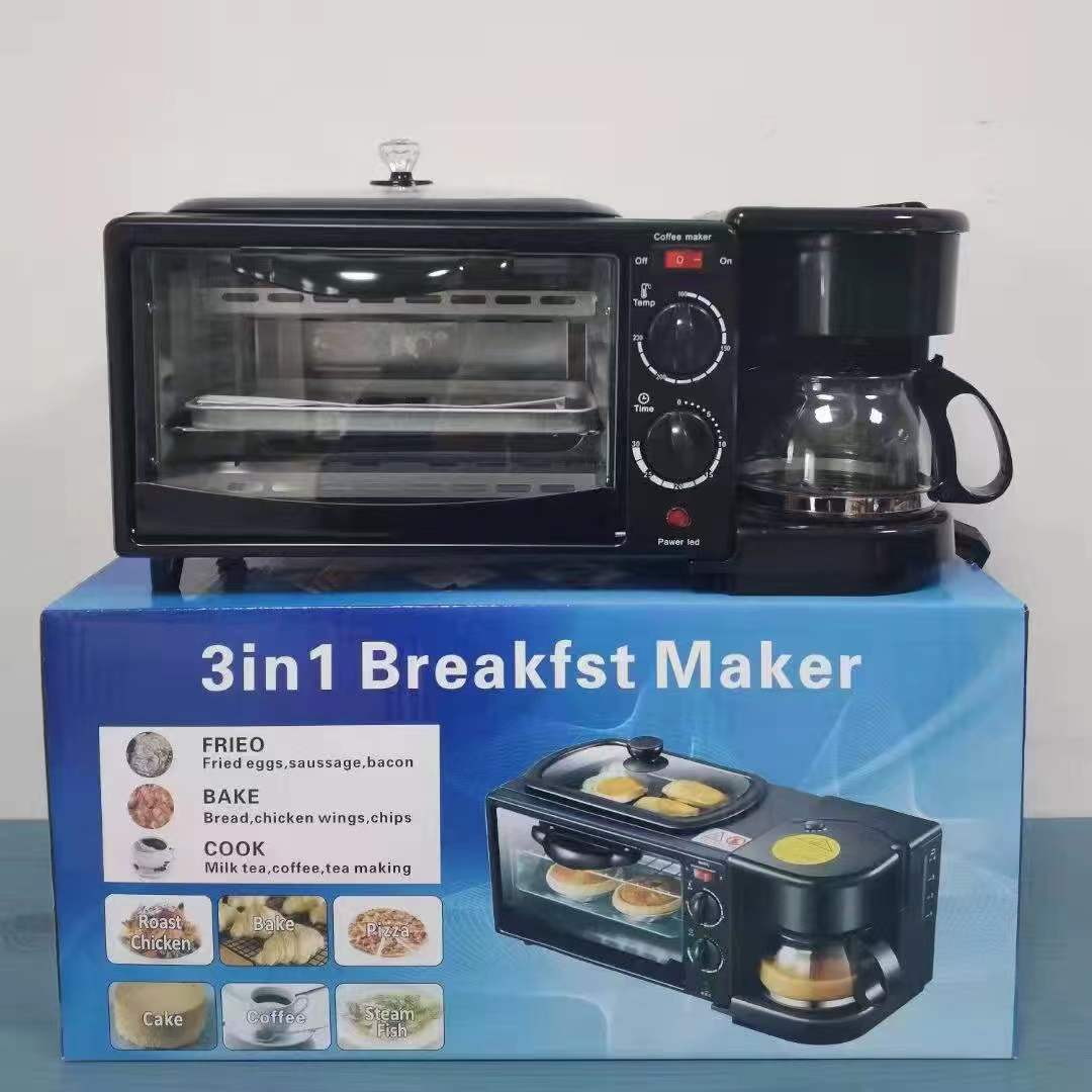 Manufacturer's foreign trade three-in-one breakfast machine with baking timer function, household automatic toaster sandwich machine gift