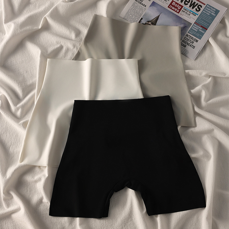 7A pantalones de seguridad de cintura alta sin costuras de seda de hielo para mujer, abdomen y caderas, ropa interior antibacteriana, estilo fino de verano, transpirable, anti-rizado, sin cintura