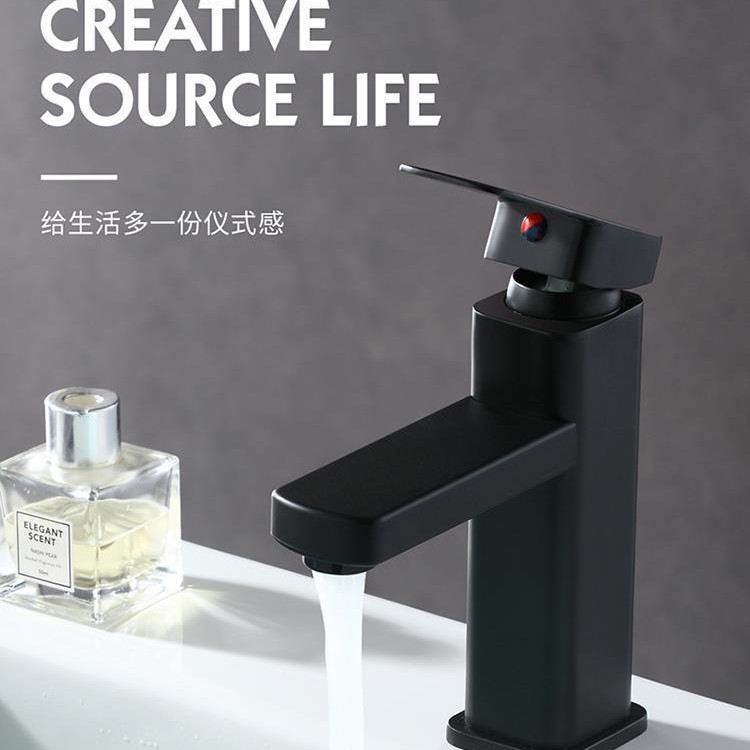 温冷洗面器の蛇口ホームホテルのバスルーム正方形単穴ステンレス鋼洗面器の蛇口プロジェクト|undefined