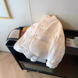 新中式肌理感棉服外套女2025冬季胖mm国风气质高级感保暖圆领棉衣