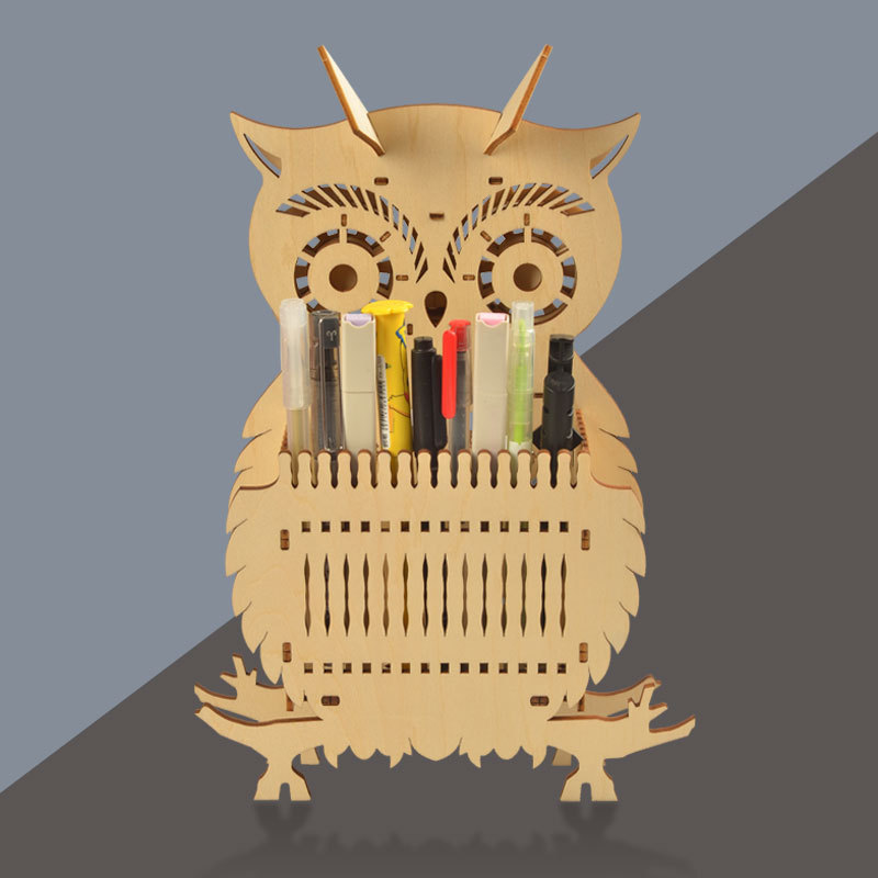Bricolaje ensamblado búho reloj adornos juguetes educativos para niños juguetes ensamblados modelo tridimensional 3D hecho a mano