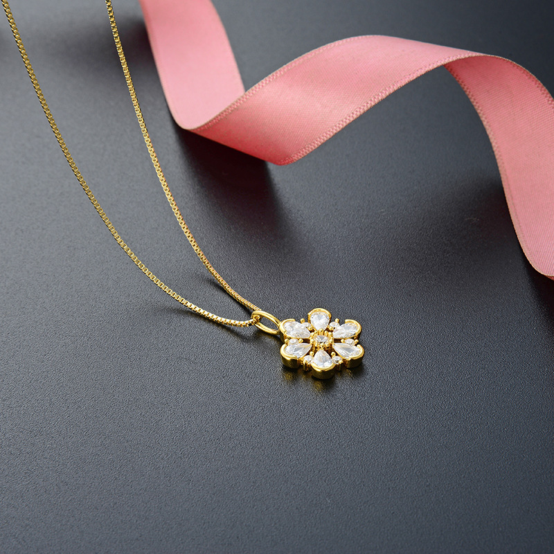 925 plata esterlina floral colgante colgante de piedra de micropartículas mujeres moda versátil transfronteriza flor amazónica cadena clavícula