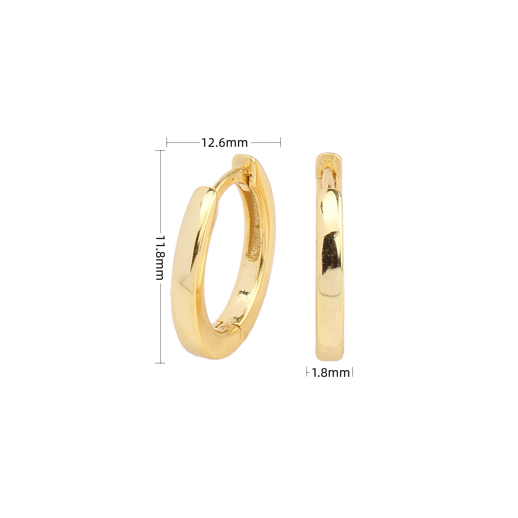 1 Pair Simple Style Round Solid Color Plating Sterling Silver White Gold Plated Gold Plated Earrings display picture 2