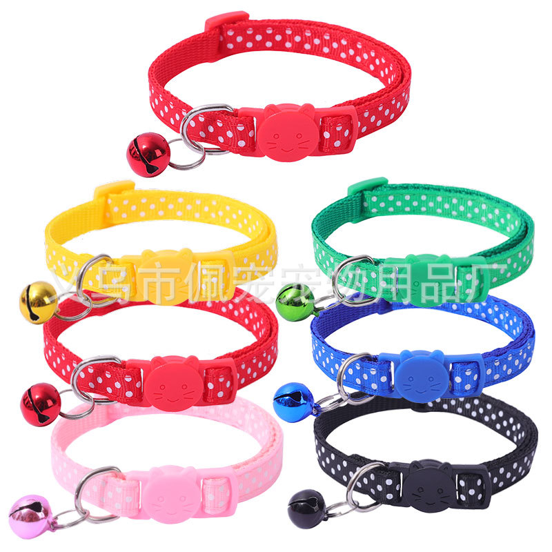 Pei Pei 1.0 collar de botón de seguridad de color para gatos impresión de puntos collar de cuello para gatos collar para mascotas collar de collar