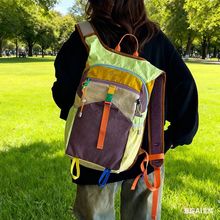 小众设计多巴胺撞色双肩包户外旅行登山轻量背包休闲大容量健身包