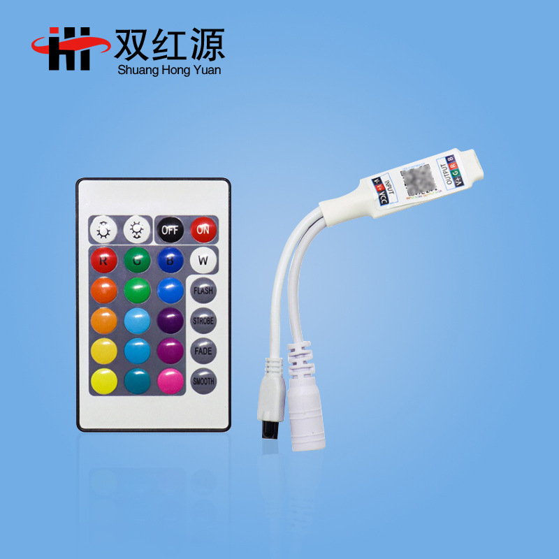 厂家双红源迷你24键蓝牙控制器 IR红外智能APP遥控led灯带控制器|ms