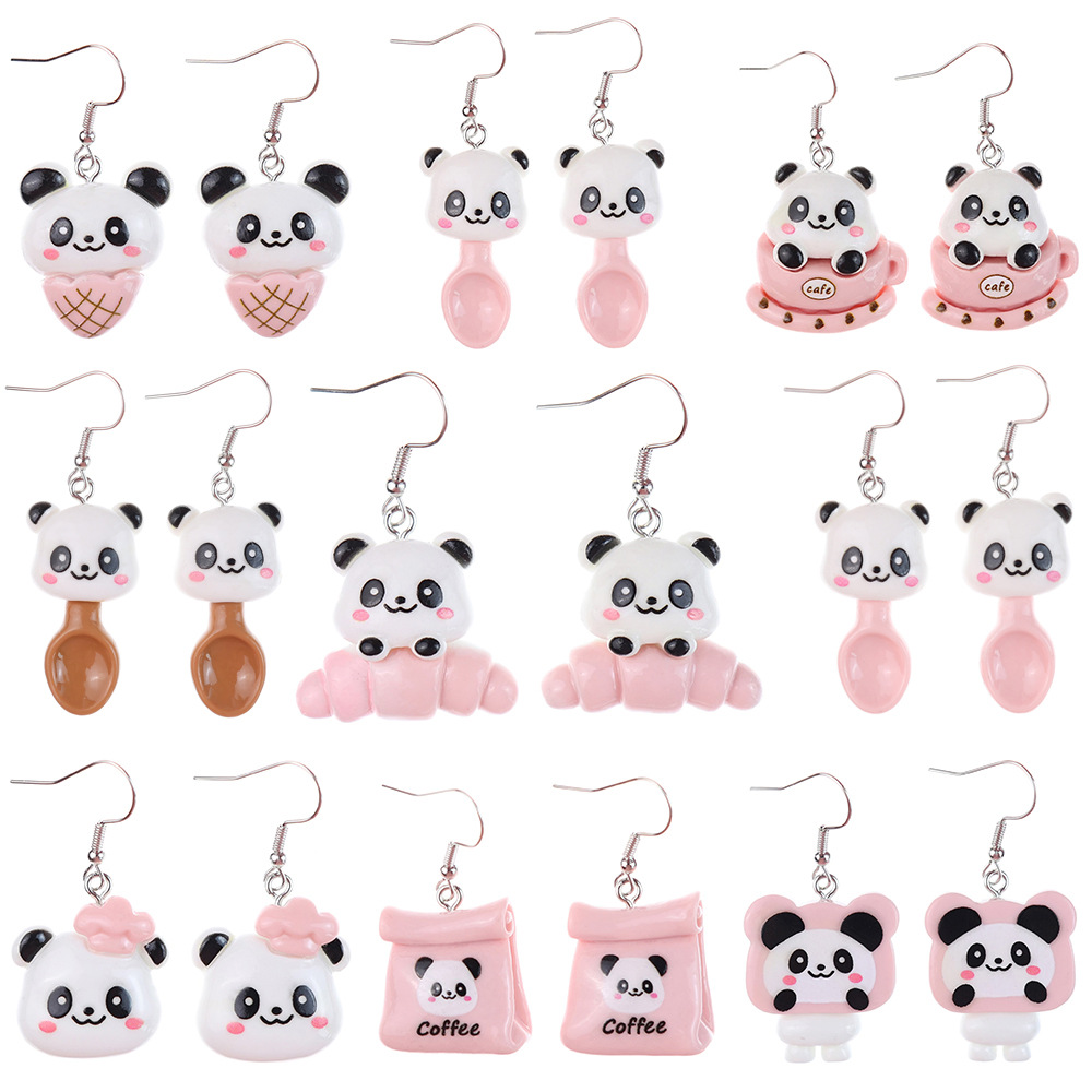 1 Pair Cartoon Style Cute Panda Plastic Drop Earrings display picture 1