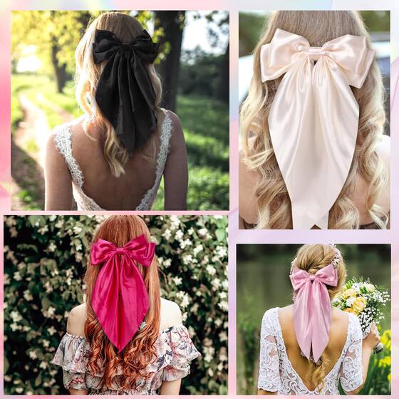 2025 New Arrival Grab Clip Bow Ribbon Hair Clip Women's Back of Head Hair Spring Clip Super Fairy Satin Hair Accessories Headwear
