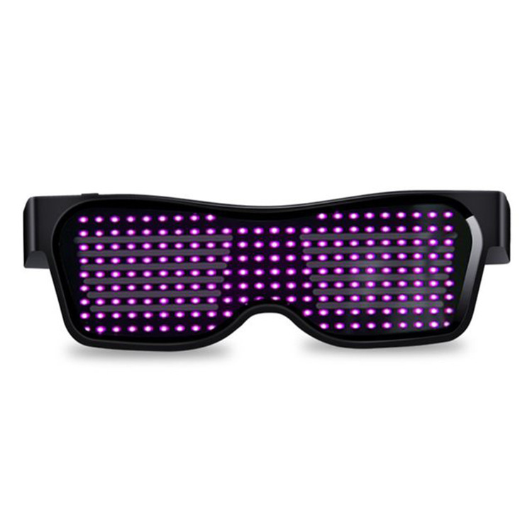 LED Bluetooth gafas luminosas APP Control de conexión de teléfono móvil dinámico luminoso multi-idioma Bar discoteca accesorios de audio