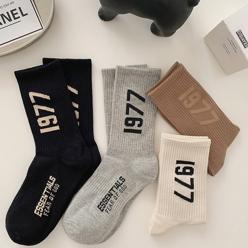 Pure Color 100% Cotton Women's Mid-Calf Sports Casual Street Socks for Men Cotton Socks Autumn/Winter 1977 Trend Brand Couple Socks