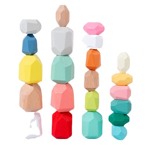 Children's Nordic style ins rainbow stacking high stacking stones colorful combination hand-eye coordination ornaments early education toys