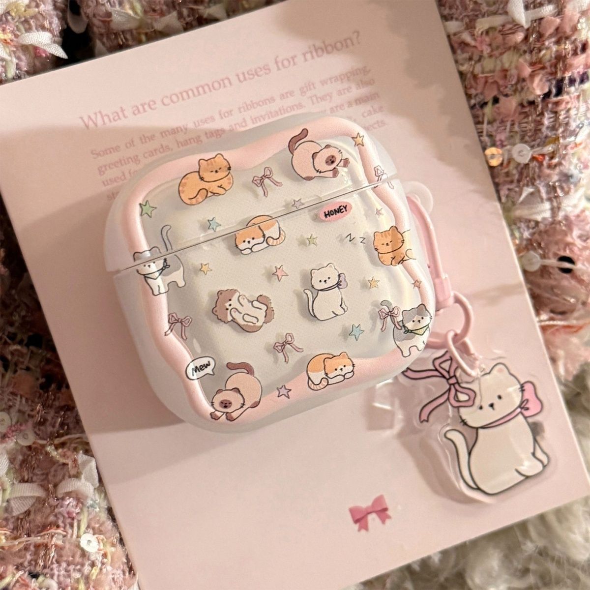 Gato rosa para airpods4 generación auriculares airpodspro3 / 2 caso Bluetooth Apple 5 generación
