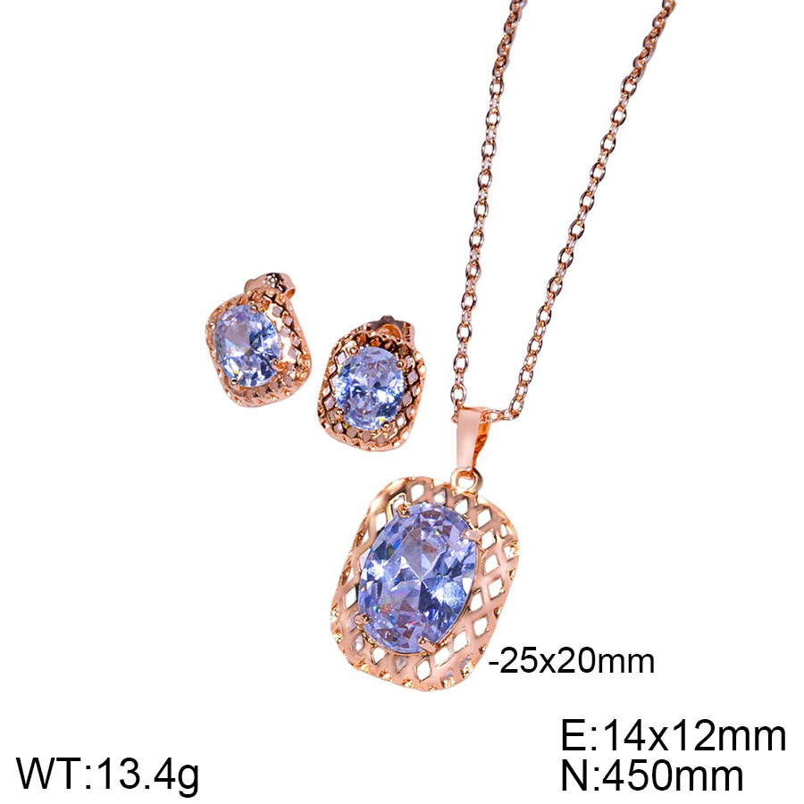 Juegos de joyería europeos y estadounidenses para mujeres nuevos diseños de moda pendientes de zircon collares de pendientes de dos piezas de joyería