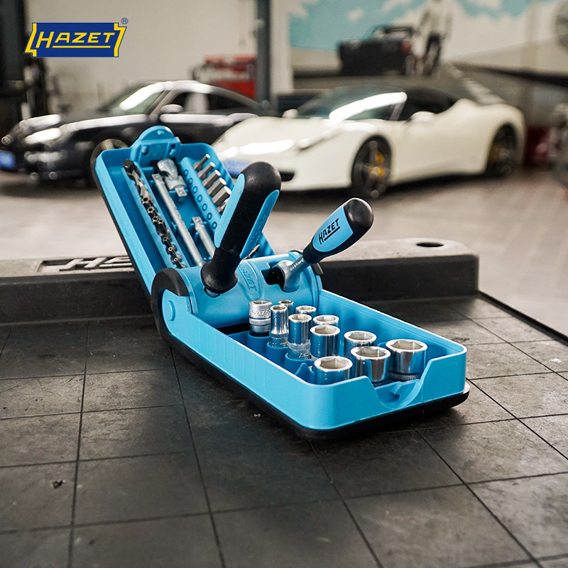 包邮哈蔡特HAZET翻盖式1/4套筒扳手套装小飞组套摩托车汽修套装