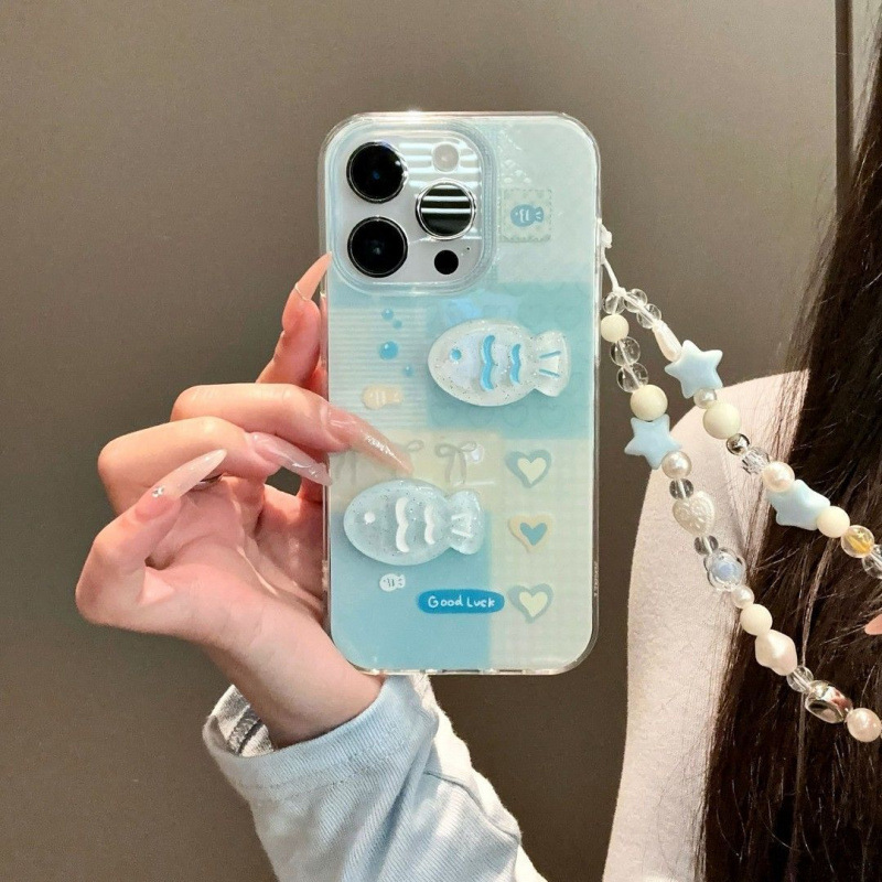Apple 1615 Promax 携帯電話ケース iPhone 14 オールインクルーシブ 13 女性 12 ソフト 11 に適した立体的な小さな魚のブレスレット|undefined