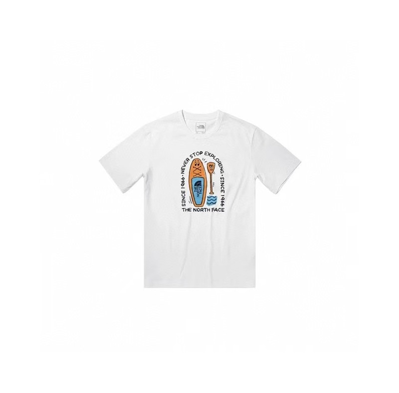 NTノースフェイスの純綿Tシャツの正しいバージョン、男性と女性用、カップル向けの同じスタイル、トレンディなプリント、幅広で多用途、カジュアル半袖|undefined