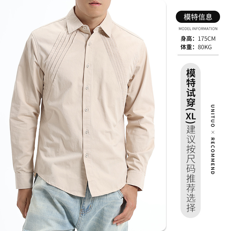 Hombres de otoño nueva camisa de solapa de manga larga hombre camisa de algodón de alta calidad casual chaqueta para hombre