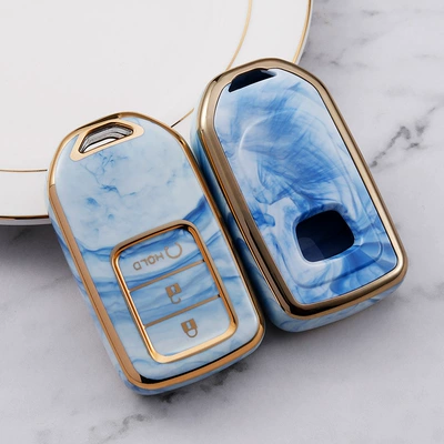 Civic Key Case, Crv, 10Th Car key bag - three-button-start-blue-and-white-porcelain