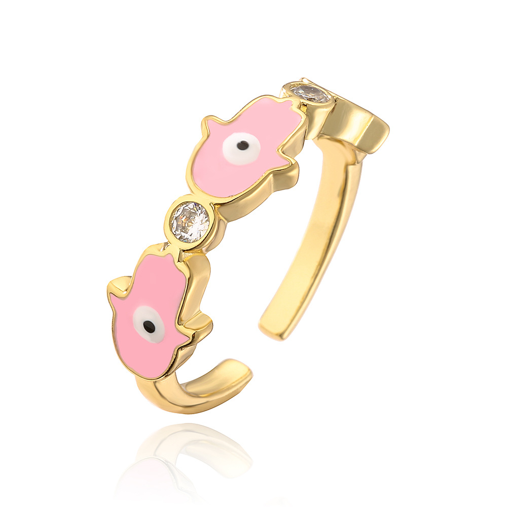 Fashion Glasses Copper Inlay Zircon Open Ring 1 Piece