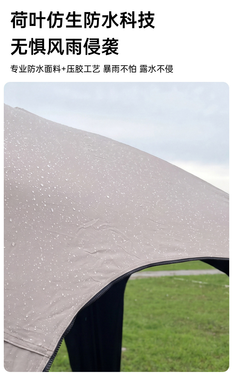 No-Setup Camping Tent, Sun Protection Automatic Dome Canopy, Quick-Open Outdoor Camping Black Vinyl Sunshade Dome Canopy Tent