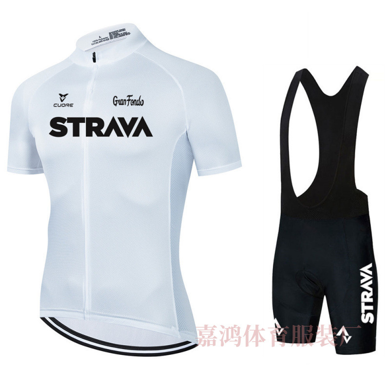 2025 Strava New Summer Short-Sleeved Cycling Jersey Men's Tight-Fitting Quick-Drying Breathable Mountain Road Bike