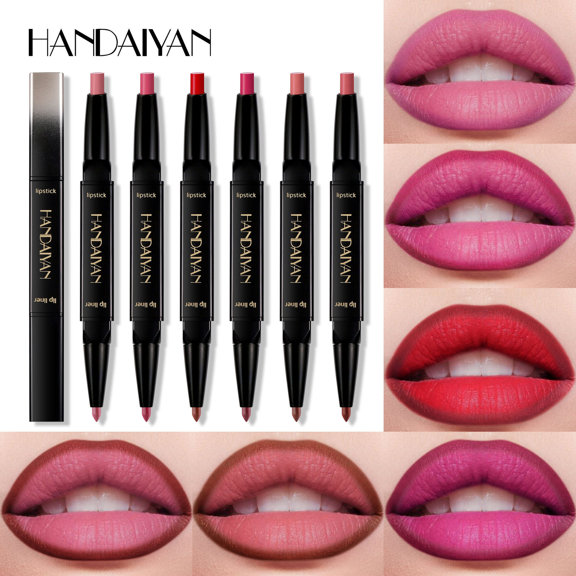 HANDAIYAN lápiz labial lápiz labial mate lápiz labial impermeable fácil de colorear lápiz labial spot transfronterizo