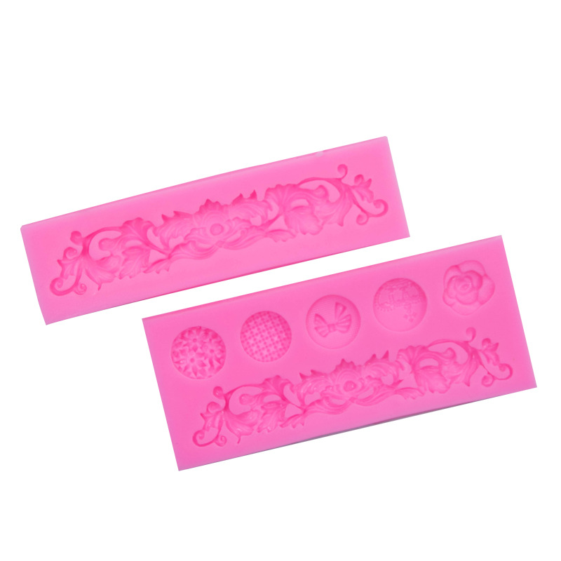 DIY hornear pastel molde vintage tengxian flor vid forma fondant silicona molde encaje patrón pastel borde