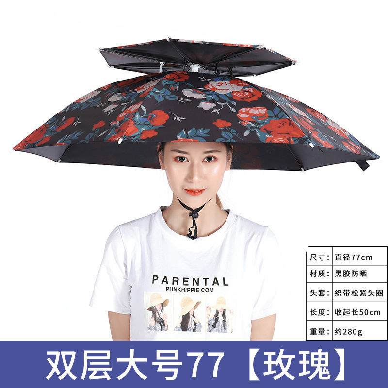 伞帽头戴雨伞防雨防晒雨伞户外钓鱼专用雨伞采茶斗笠头戴伞帽批发|undefined