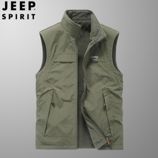 JEEP SPIRIT men's autumn and winter double-sided stand collar vest loose sleeveless vest vest 7290