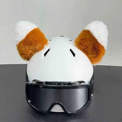 Dəbilqə (Kaska) aksesuarları: Motorcycles, Cute Plush Doll - a-pair-of-brown-eared-white-tipped-cat-ears