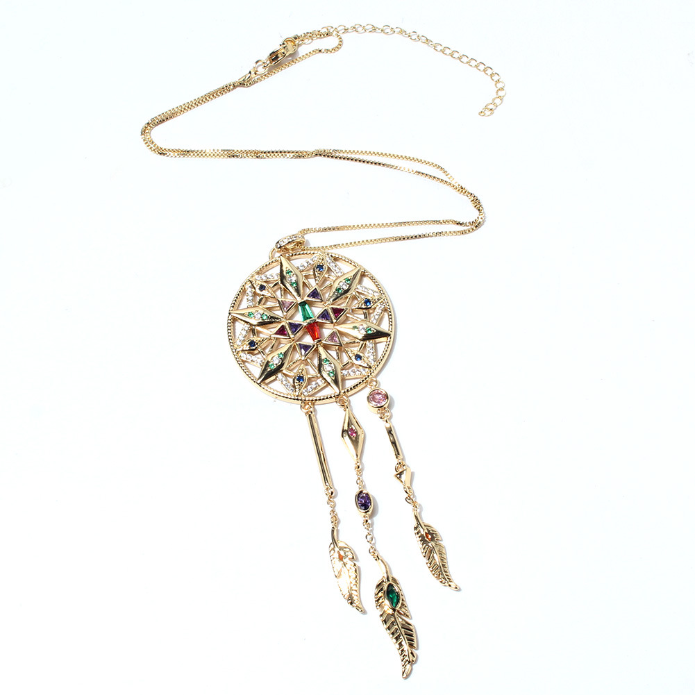 alloy gold-plated micro-set zircon snowflake hollow star necklace accessories female