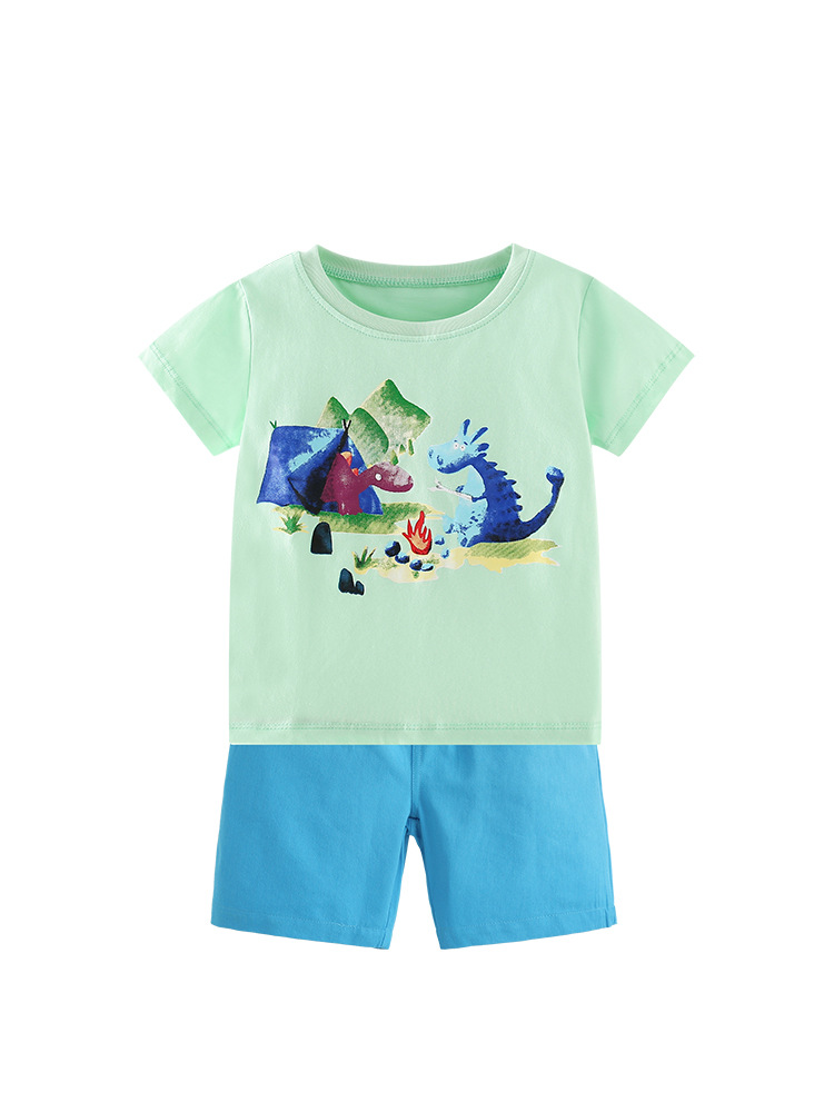 Malwee transfronterizo niño conjunto de verano nuevo estilo casual camiseta de cuello redondo para niños europeos y estadounidenses guapo conjunto de verano dos piezas