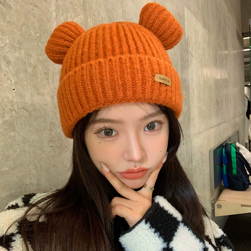 Woolen warm demi-season Japanese cute knitted hat
