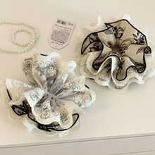 新款碎花蕾丝大肠圈高颜值少女扎丸子头发绳皮套时尚马尾头绳发饰