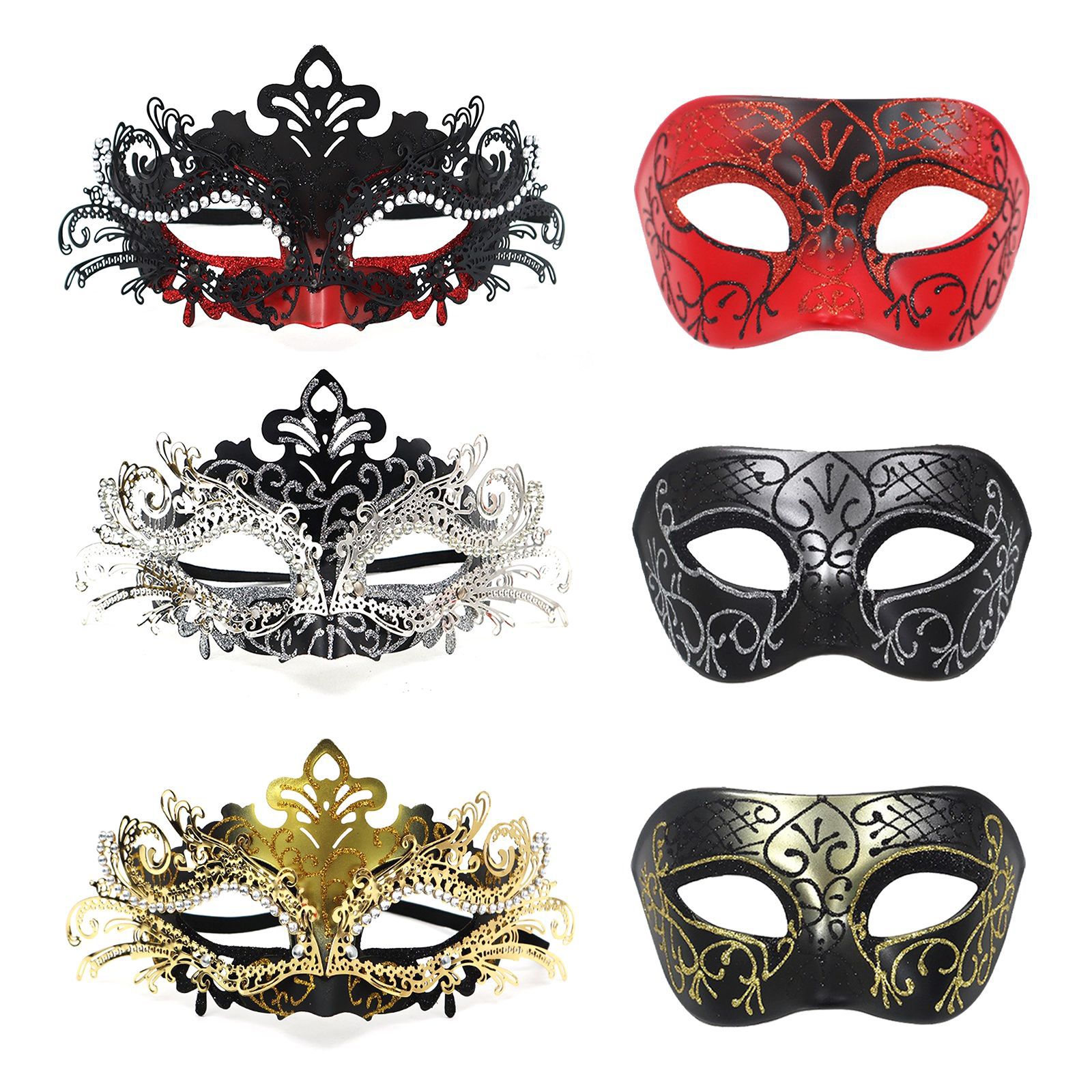 Ventas transfronterizas máscaras de hierro forjado de plástico de alta calidad máscaras de maquillaje de plástico pintadas máscaras de carnaval