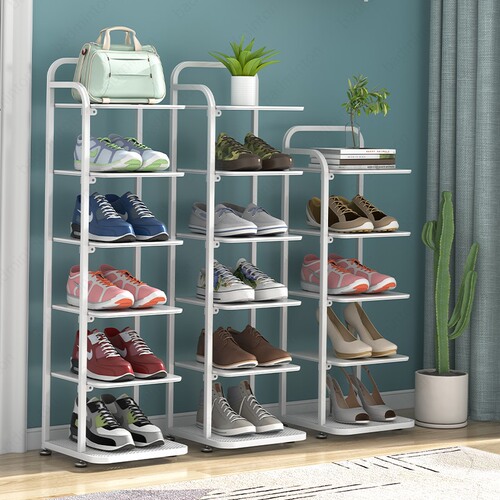 Wholesale shoe rack small narrow door simple economical shoe rack for home saves space multi-layer dust-proof iron wire shelf