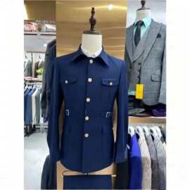 新款纯色两件套西服套装欧美外贸西装商务西装外套+裤子新郎礼服