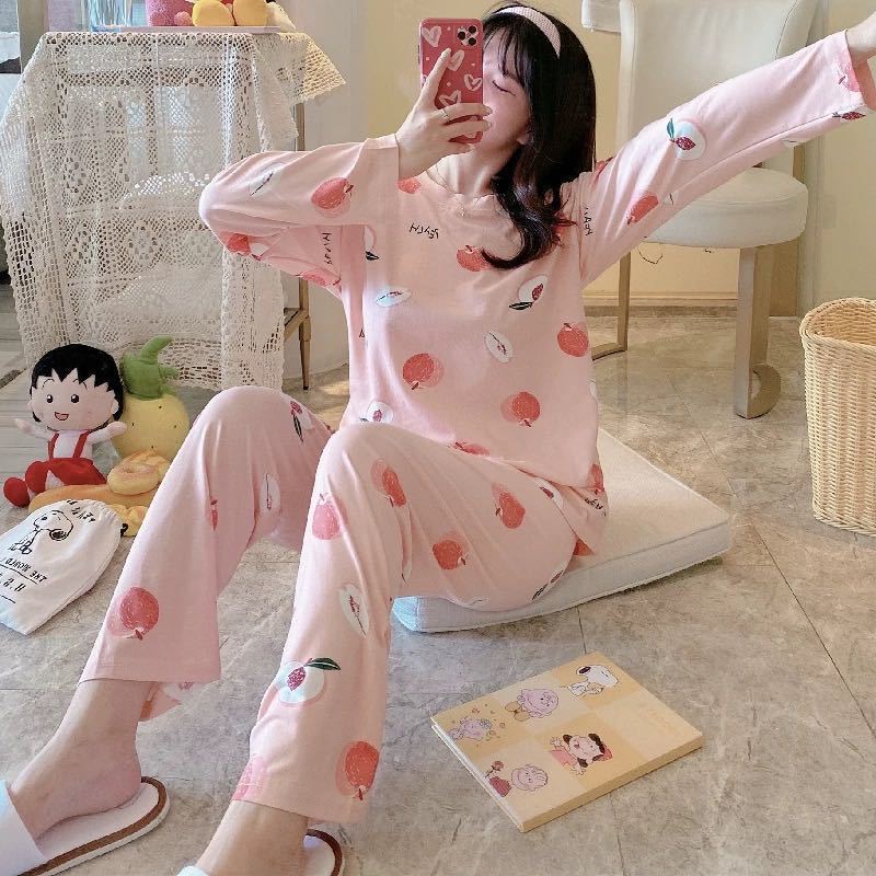 Pijamas de manga larga de las mujeres de primavera y otoño más tamaño pijamas de verano de las mujeres ropa de abrigo estilo coreano pijamas de las mujeres más tamaño traje de desgaste para el hogar image 37
