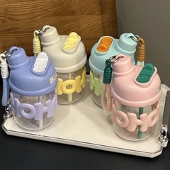 小清新皮套塑料杯女生高顏值雙飲水杯耐熱吸管杯辦公杯吸管杯