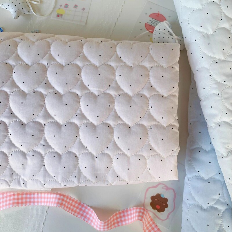 All-Cotton Heart-Shaped Quilted Fabric Ins Korean-Style Polka Dot Hair Accessories Clothing Bags Coasters Cotton Clothing Handmade DIY Fabric