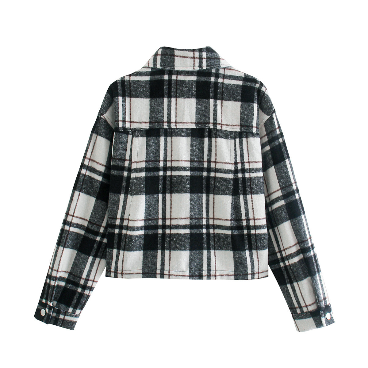 autumn plaid double-pocket shirt jacket nihaostyles wholesale clothing NSAM83439