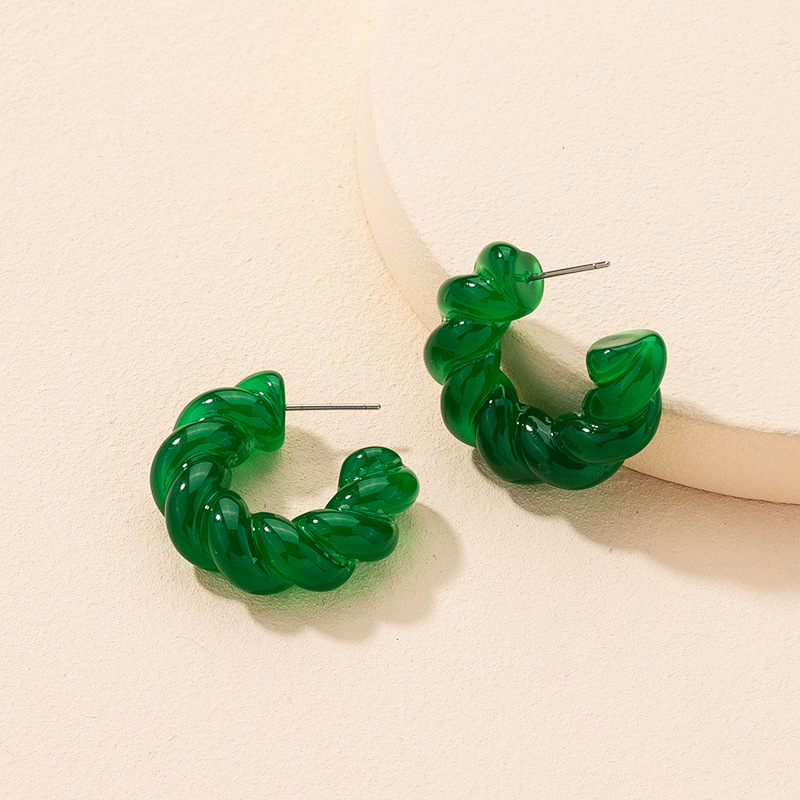 Korean Acrylic Geometric C-shape Green Earrings Wholesale display picture 6