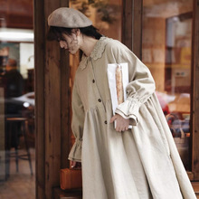 日系女装娃娃领灯芯绒连衣裙甜美森系娃娃裙文艺复古森女风秋冬