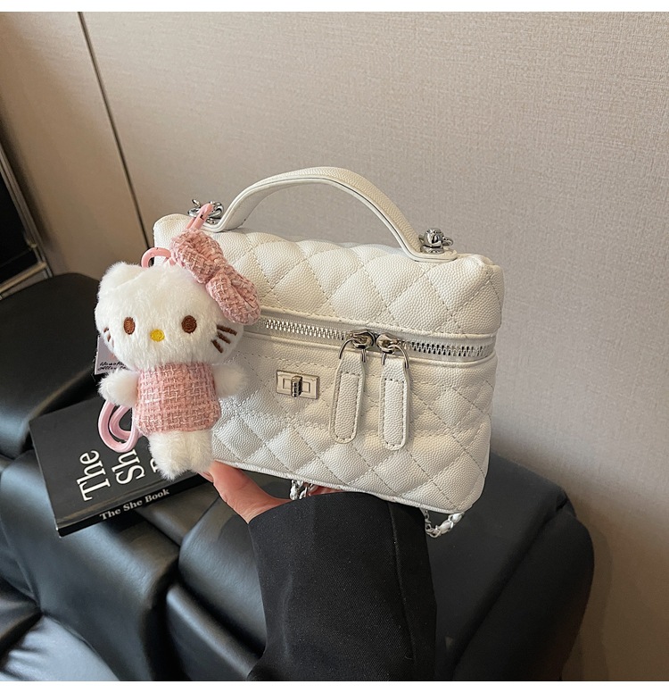 Xiaoxiangfeng bolso pequeño portátil mujer 2025 nueva moda cadena de rombos pequeño bolso cuadrado coreano bolso de mensajero simple