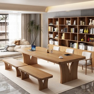 Living Room Log Large Board Long Table Solid Wood Creative Desk Home Desk Library Conference Room Study Desk