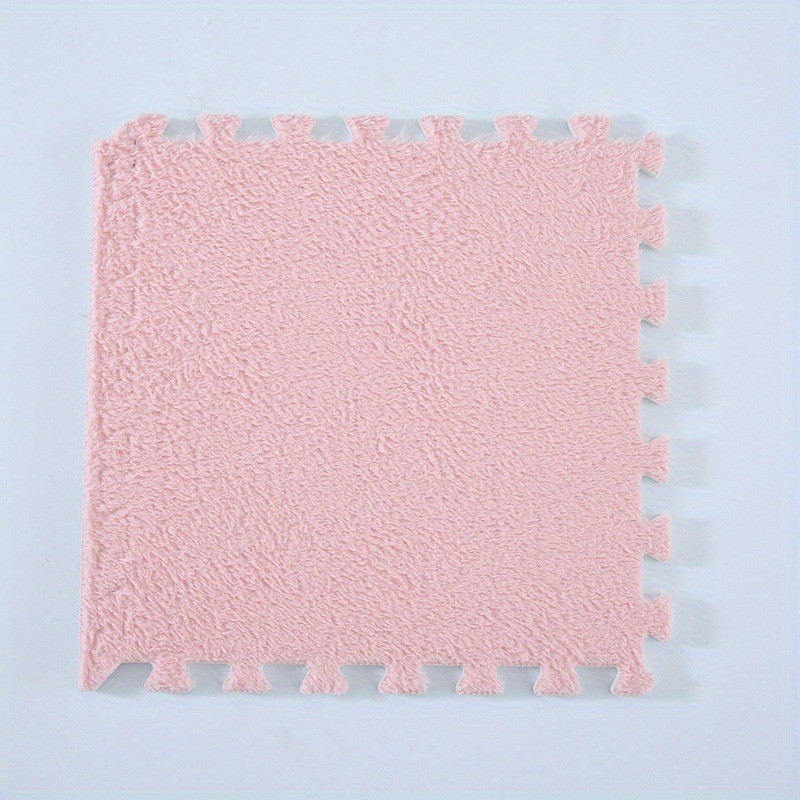 Plush Patchwork Carpet For Bedroom, Square Puzzle Foam Floor Cover_voghion.com